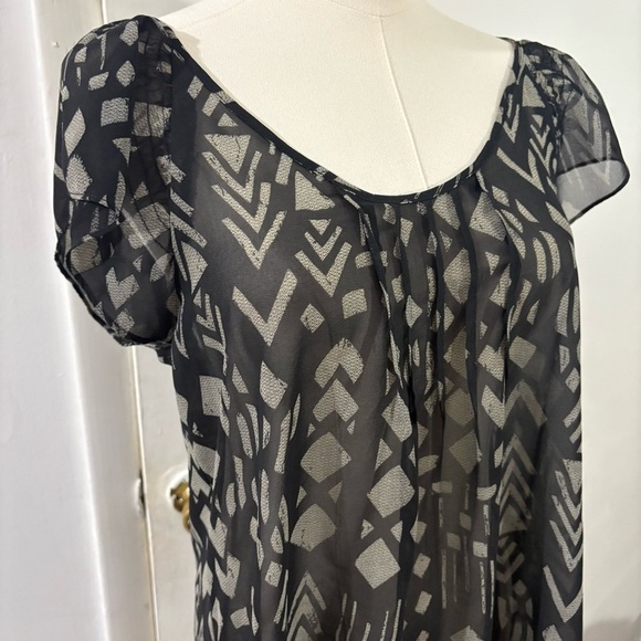 Sheer Black Beige Whimsigoth Blouse Sz S Fairy Witchy - Picture 2 of 8